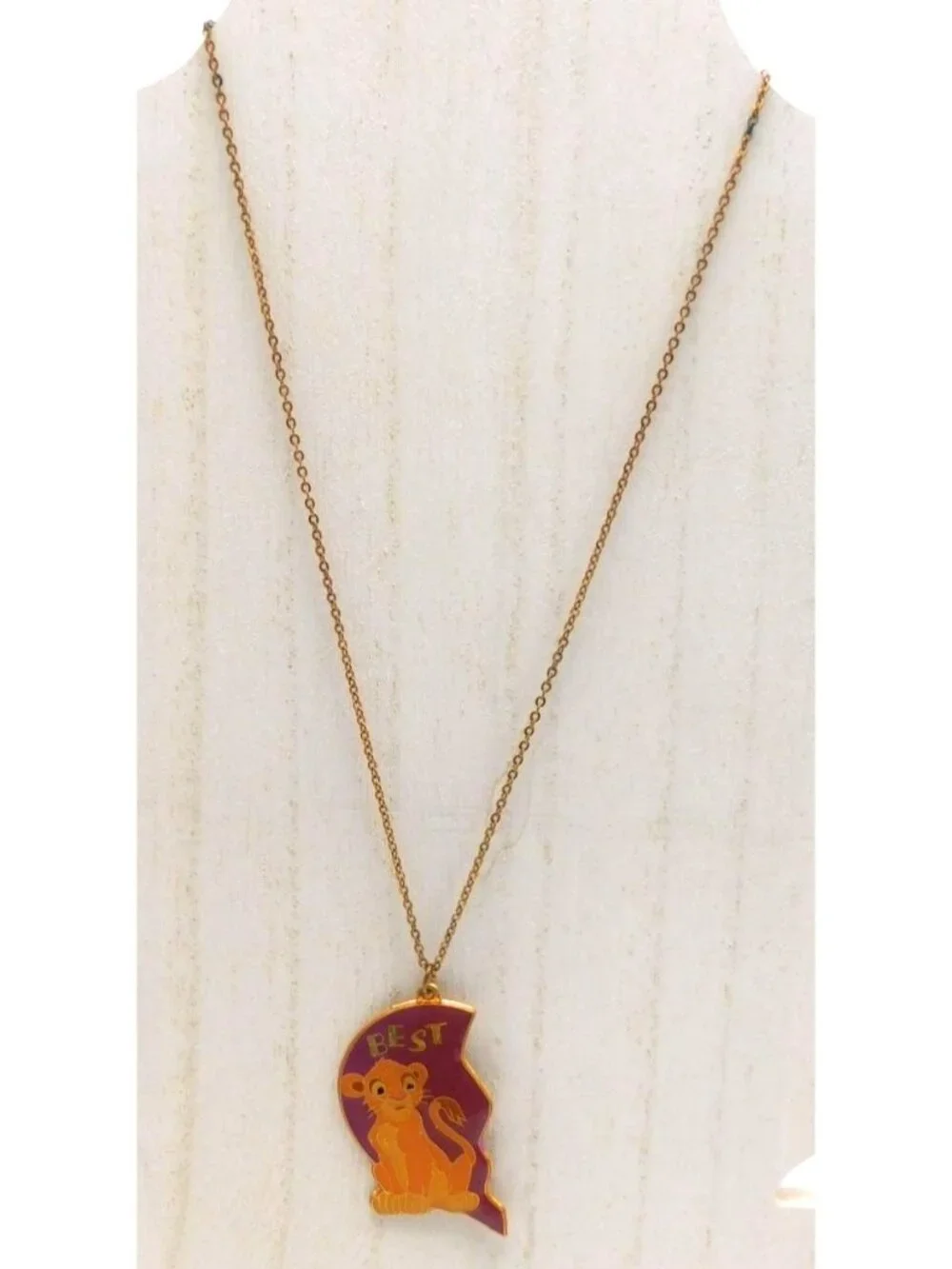 Vintage Disney Lion King Simba Best Friends Half Pendant Necklace Enamel Charm